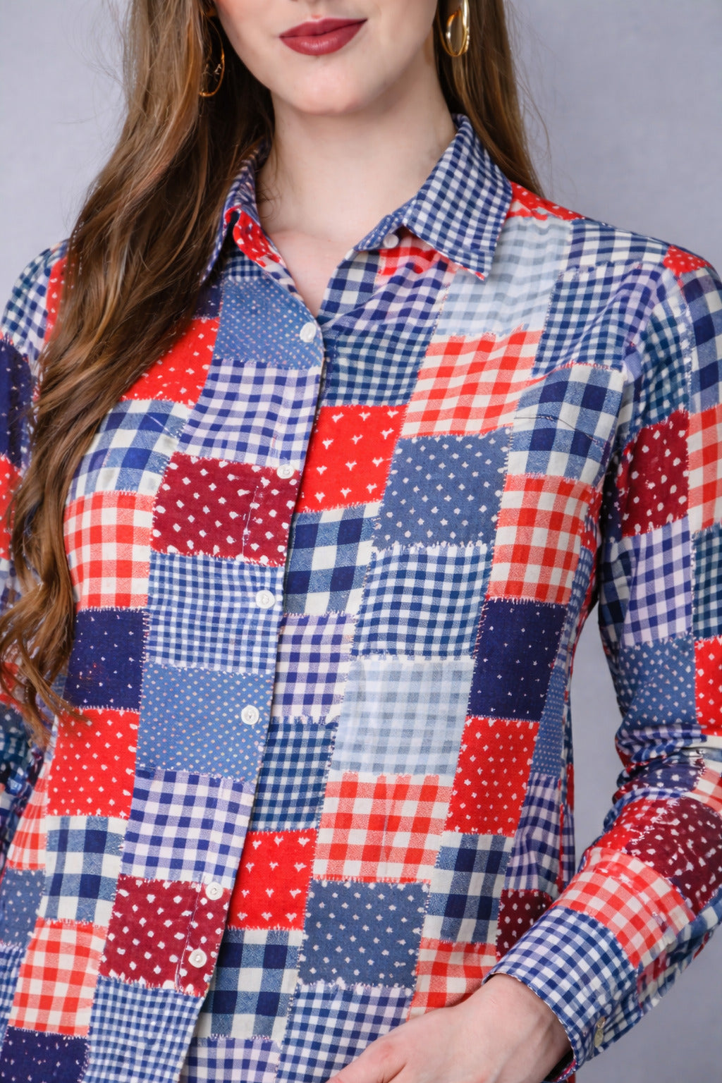Multicolor Patchwork Print Casual Shirt