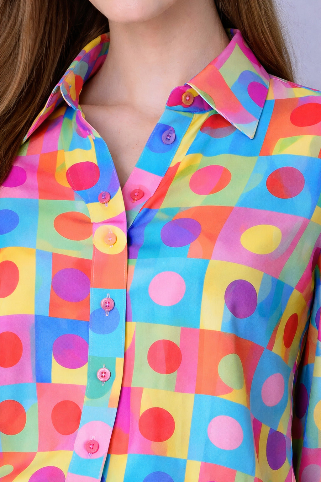 Multicolor Retro Print Casual Shirt