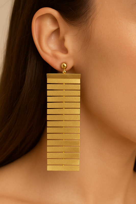 Gold-Toned Geometric Statement Earrings