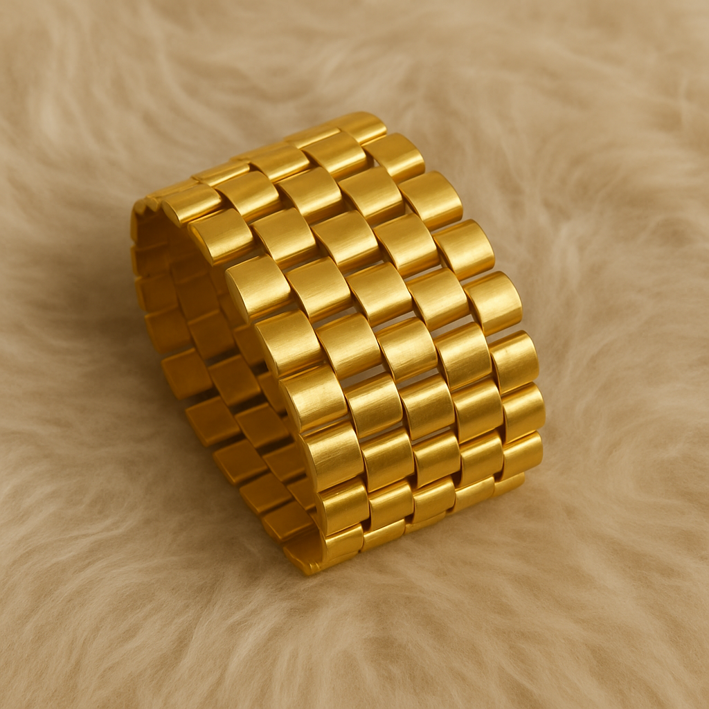 Wide Gold-Tone Block Link Cuff Bracelet