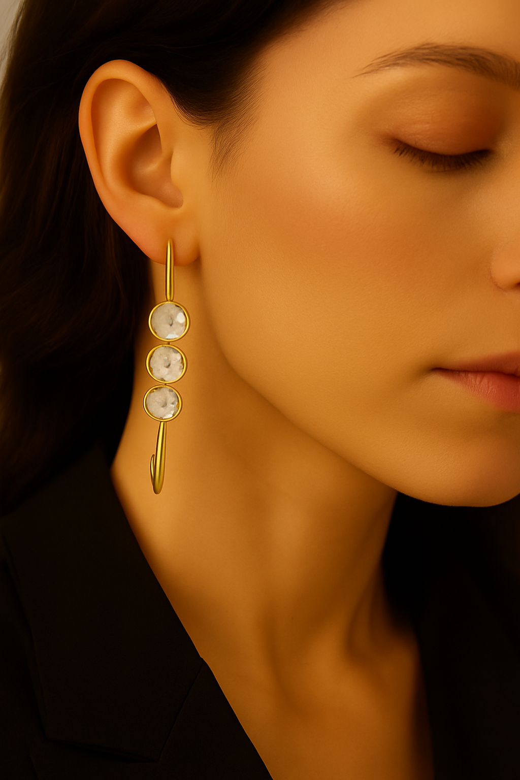 Gold-Toned Hook Drop Earrings