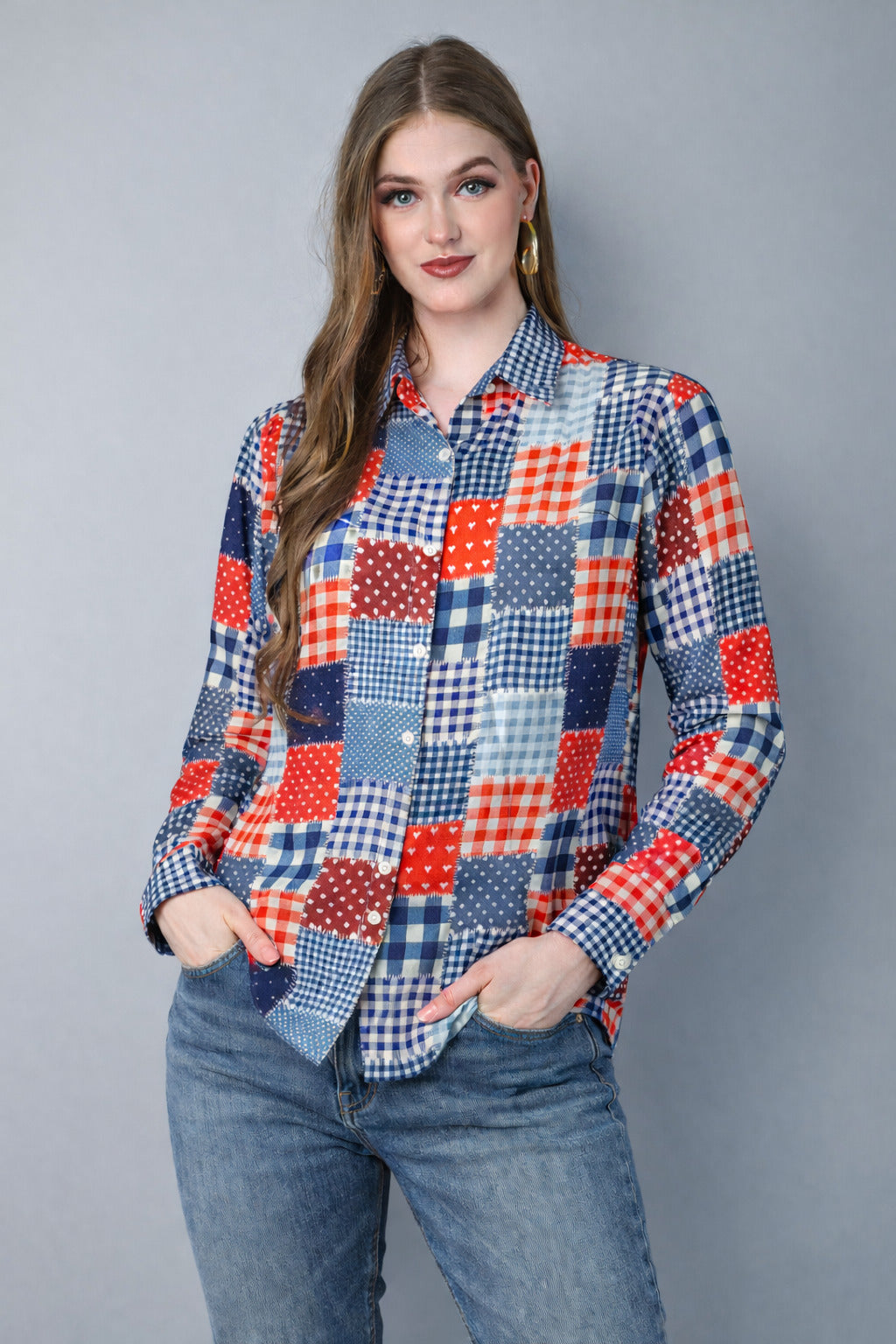 Multicolor Patchwork  Print Casual Shirt