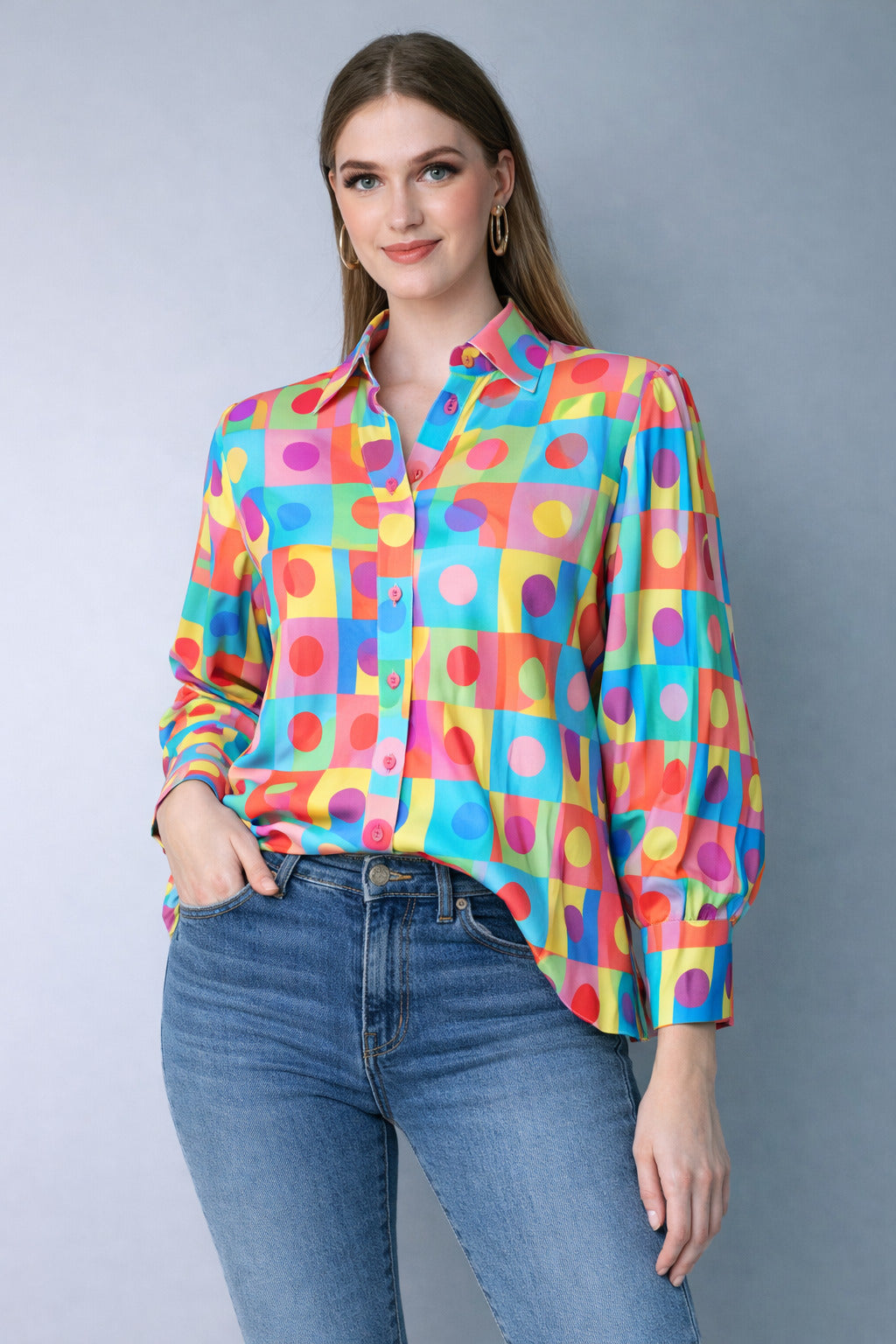 Multicolor Retro Print Casual Shirt