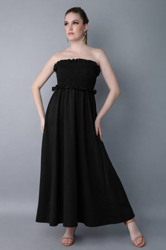 Tube Smocked Maxi Dress – Black