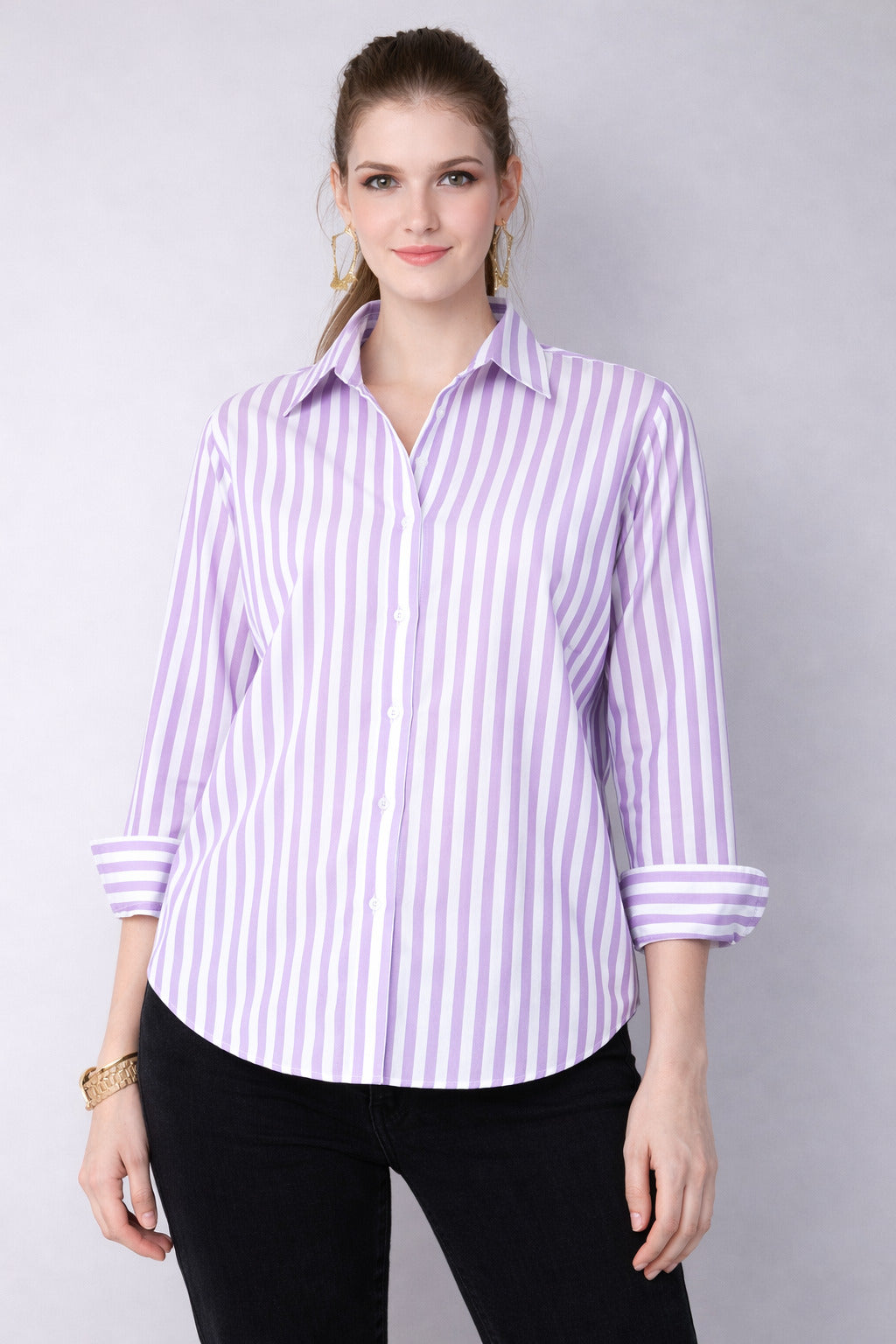 Lilac Stripped  Casual Shirt