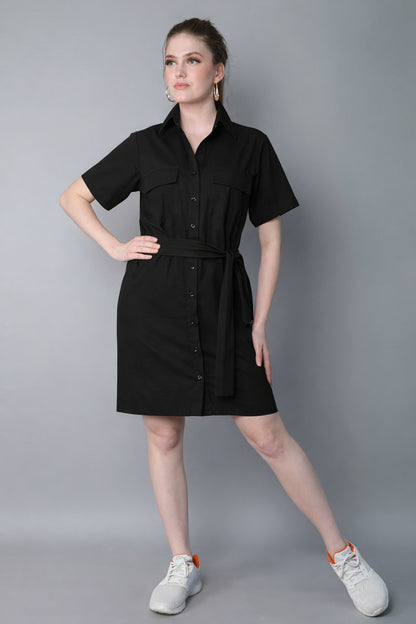 Shirt Dress -Black