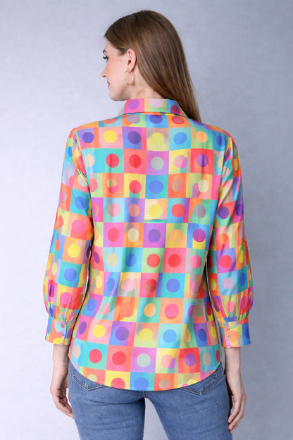 Multicolor Retro Print Casual Shirt