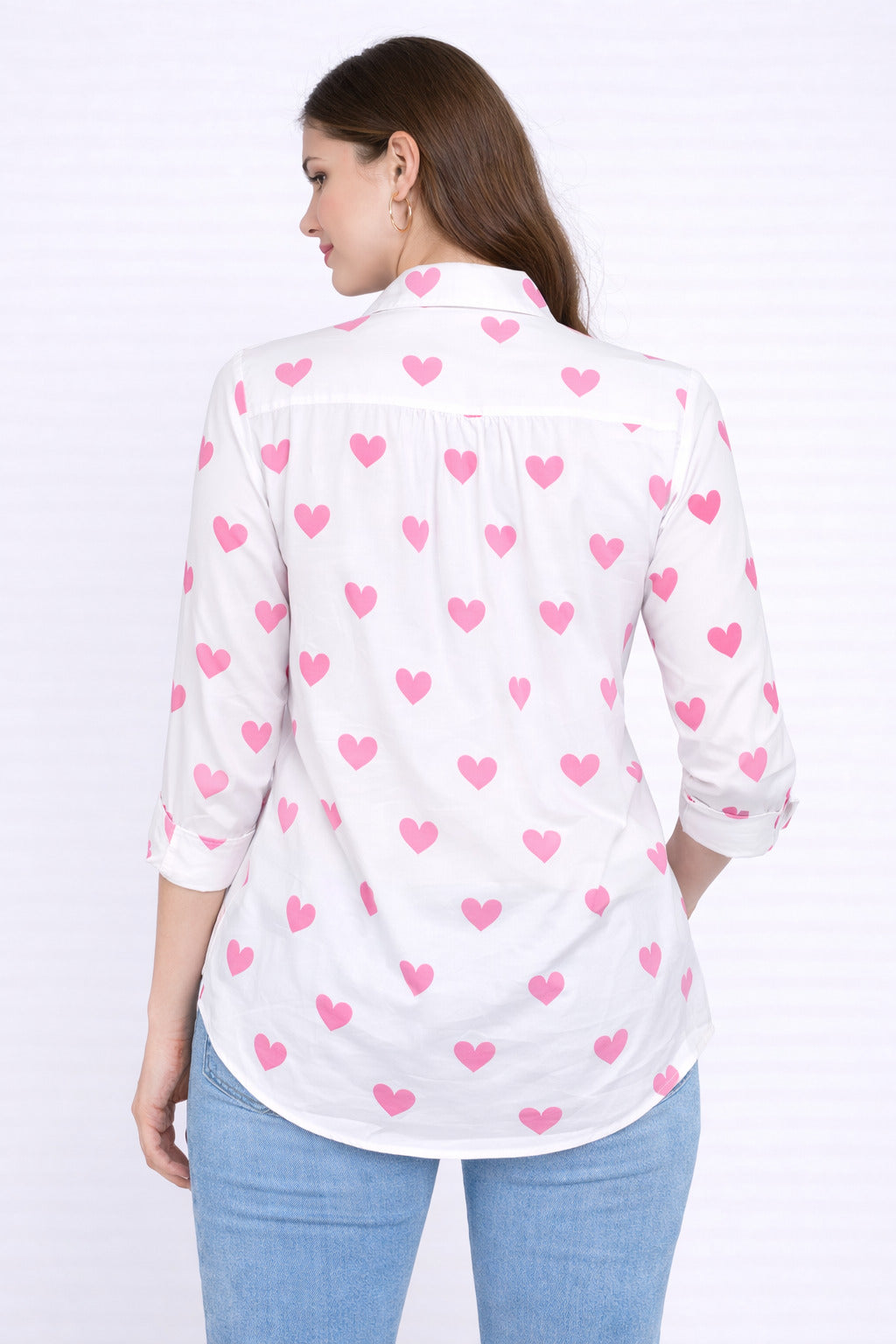 Heart Printed Shirt -Pink