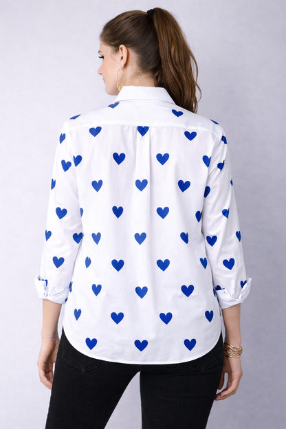 Heart Printed Shirt -Blue