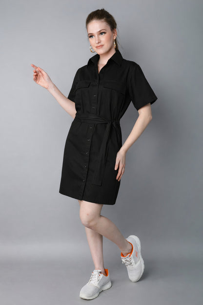 Shirt Dress -Black