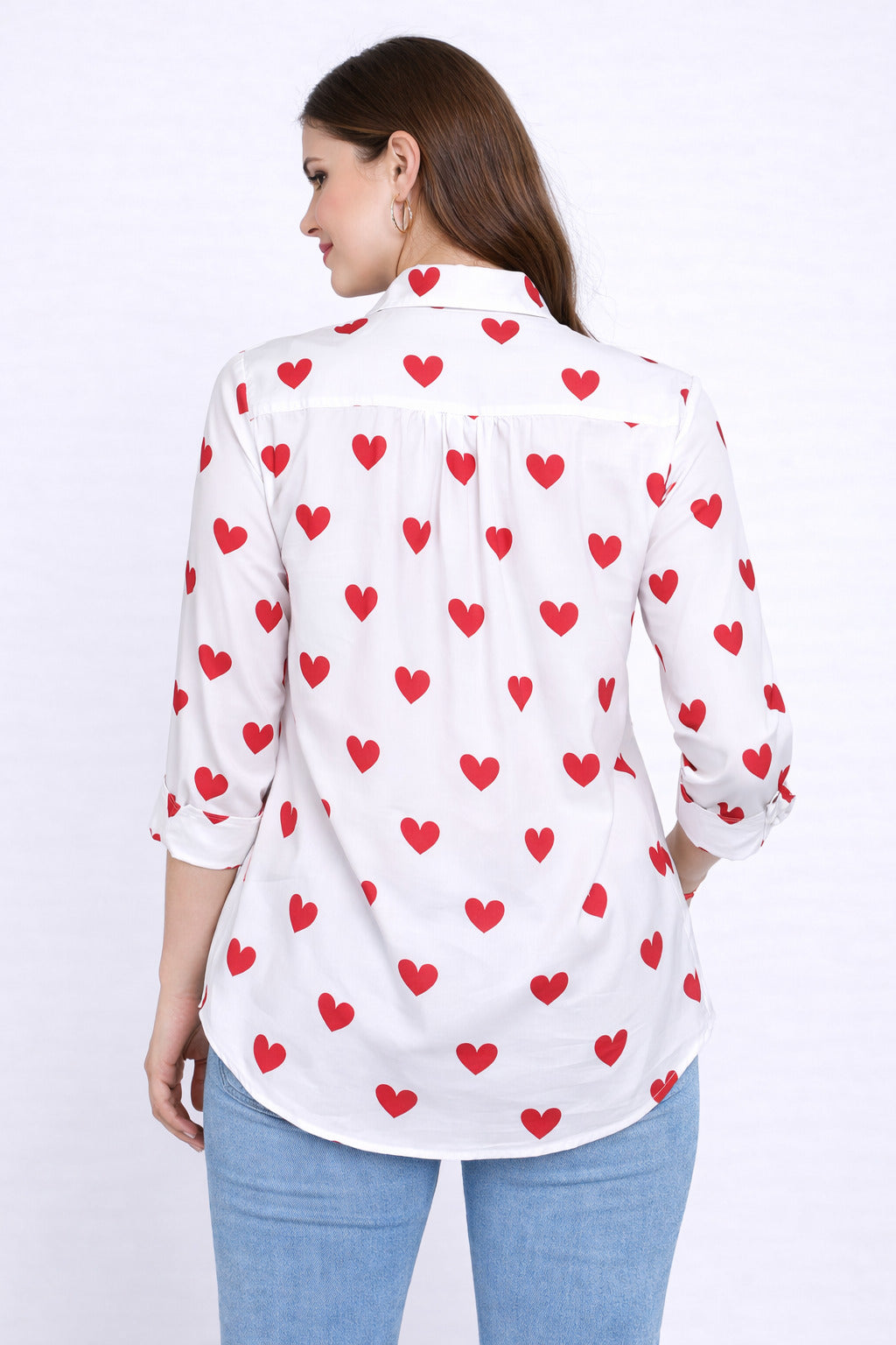 Heart Printed Shirt --Red