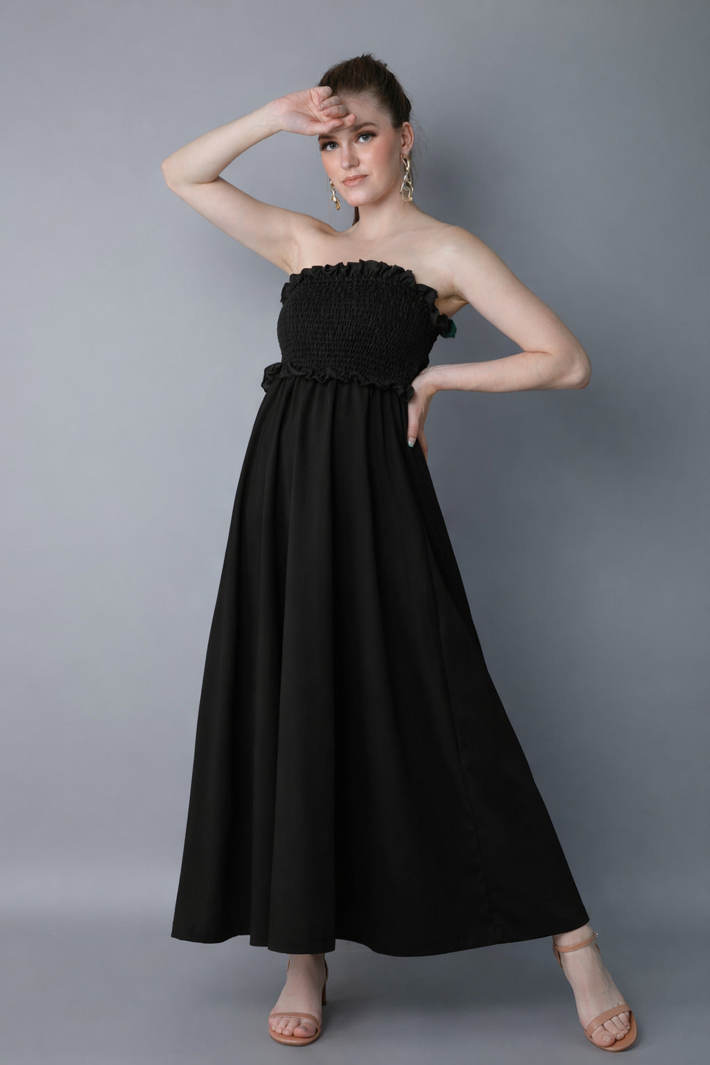 Tube Smocked Maxi Dress – Black