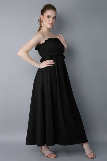 Tube Smocked Maxi Dress – Black
