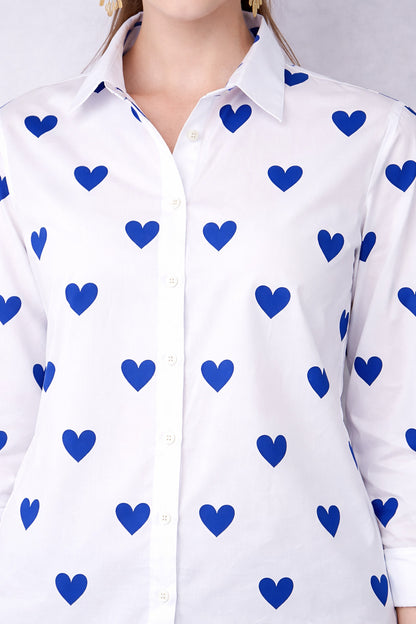 Heart Printed Shirt -Blue
