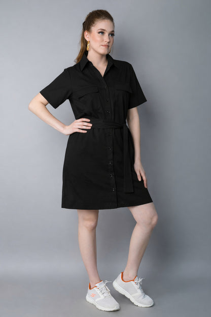 Shirt Dress -Black