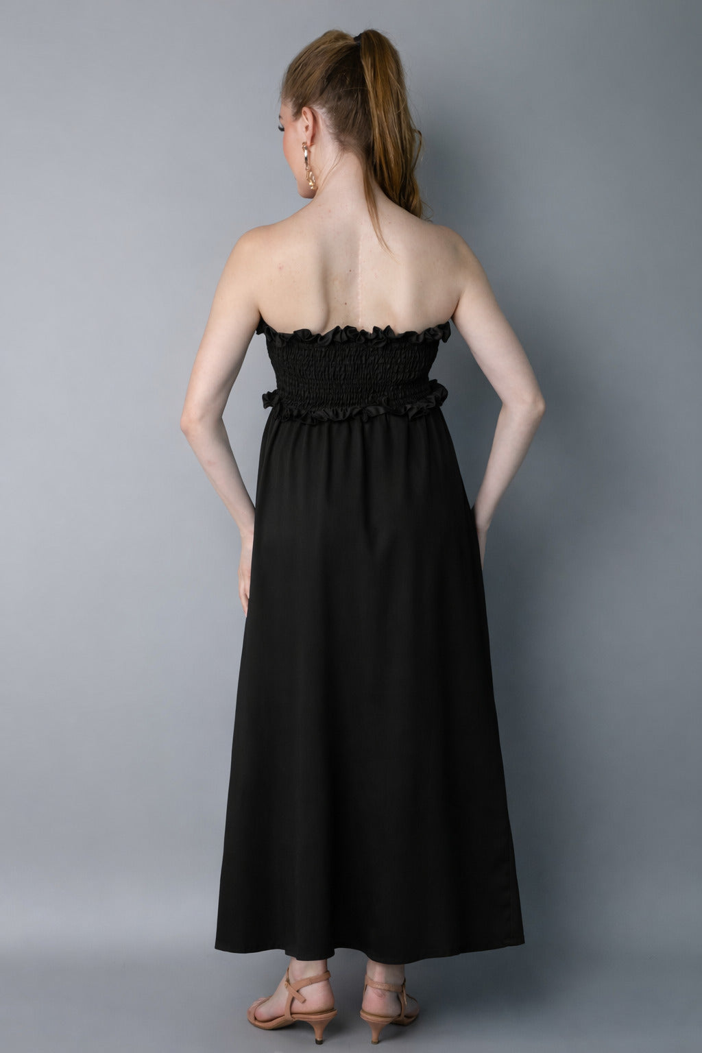 Tube Smocked Maxi Dress – Black