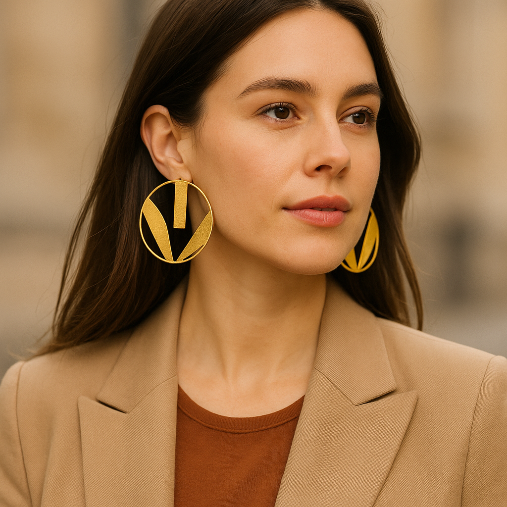 Bold Geometric Gold-Tone Statement Earrings