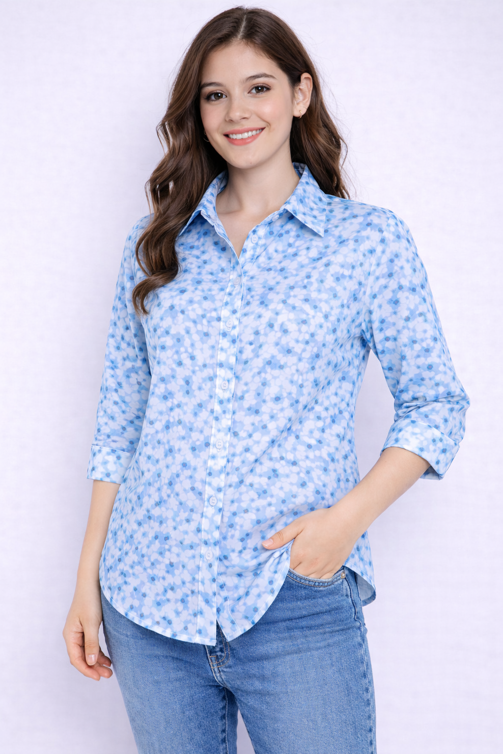 Floral Printed Shirt -Blue