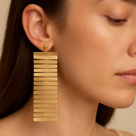 Gold-Toned Geometric Statement Earrings