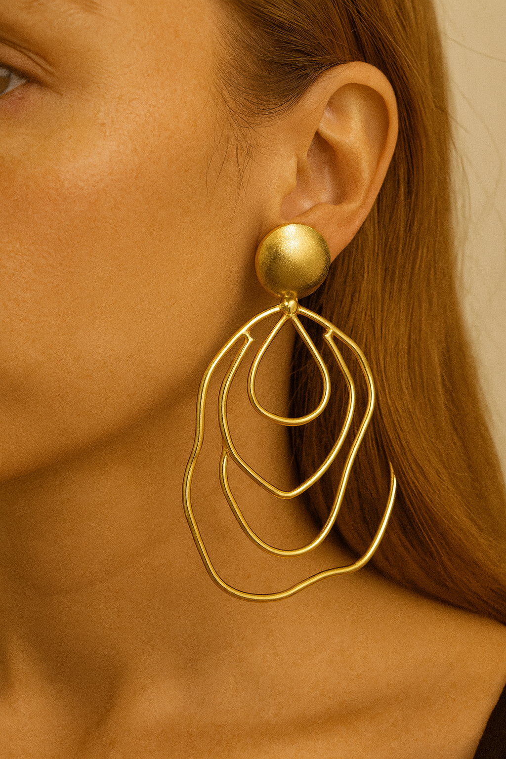 Gold-toned abstract layered wire design