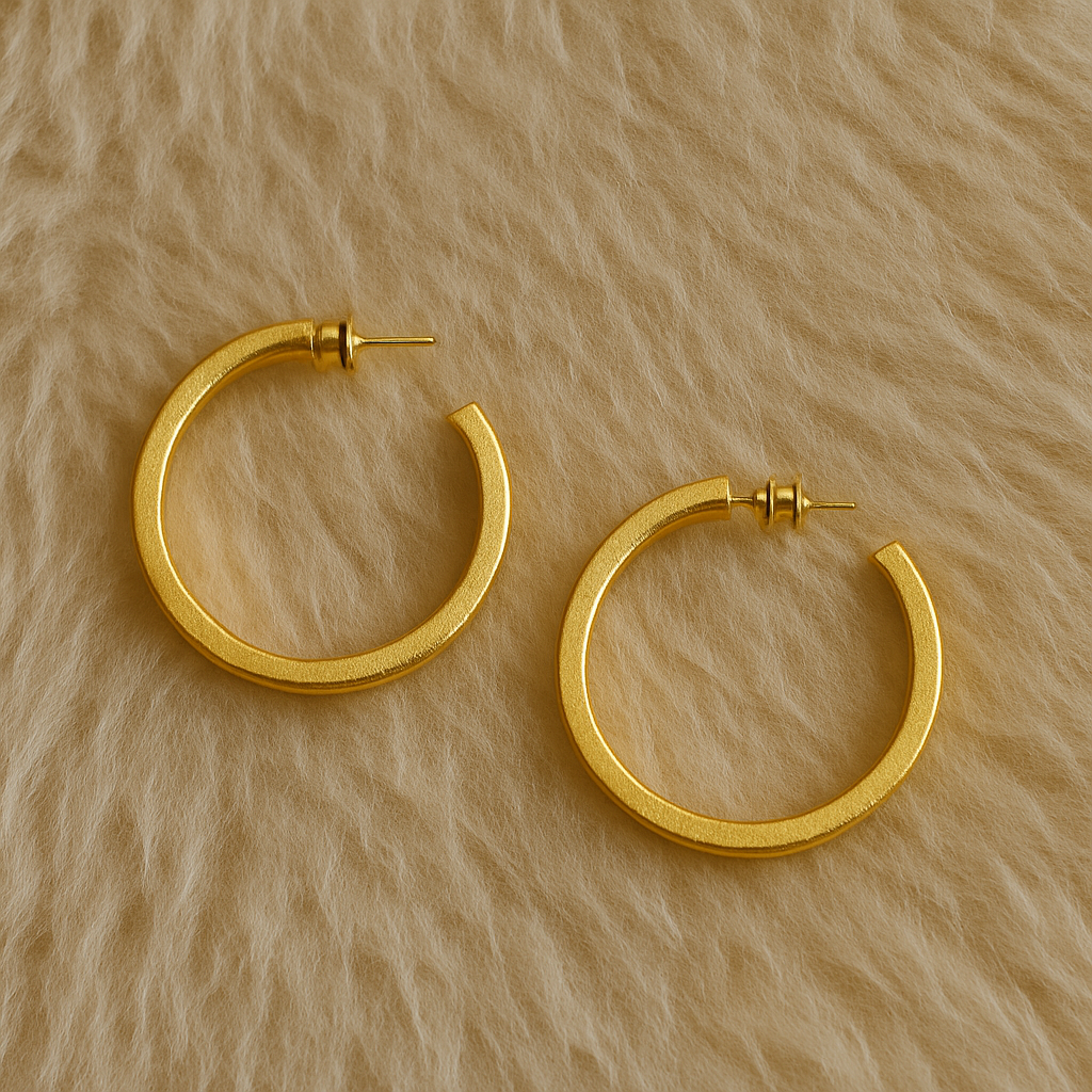 Gold-Toned Textured Hoop Earrings