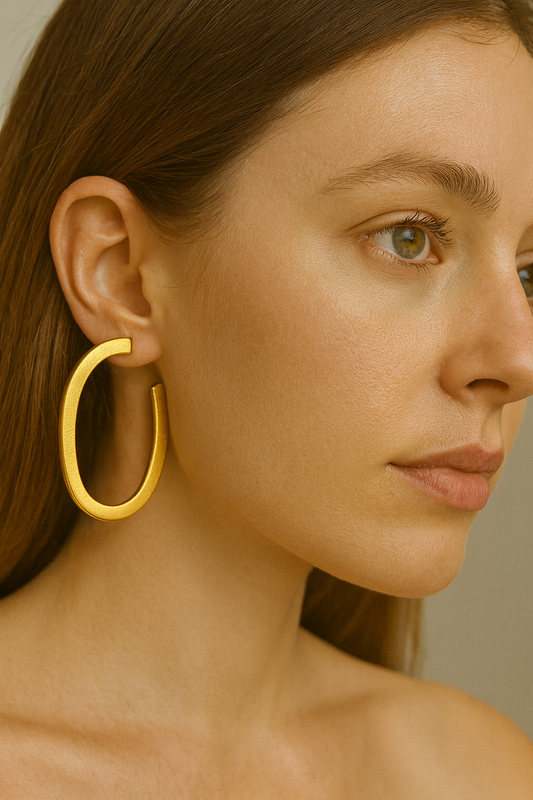 Gold-Toned Oval Hoop Earrings