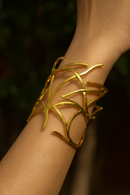 Modern Geometric Gold Cuff Bracelet