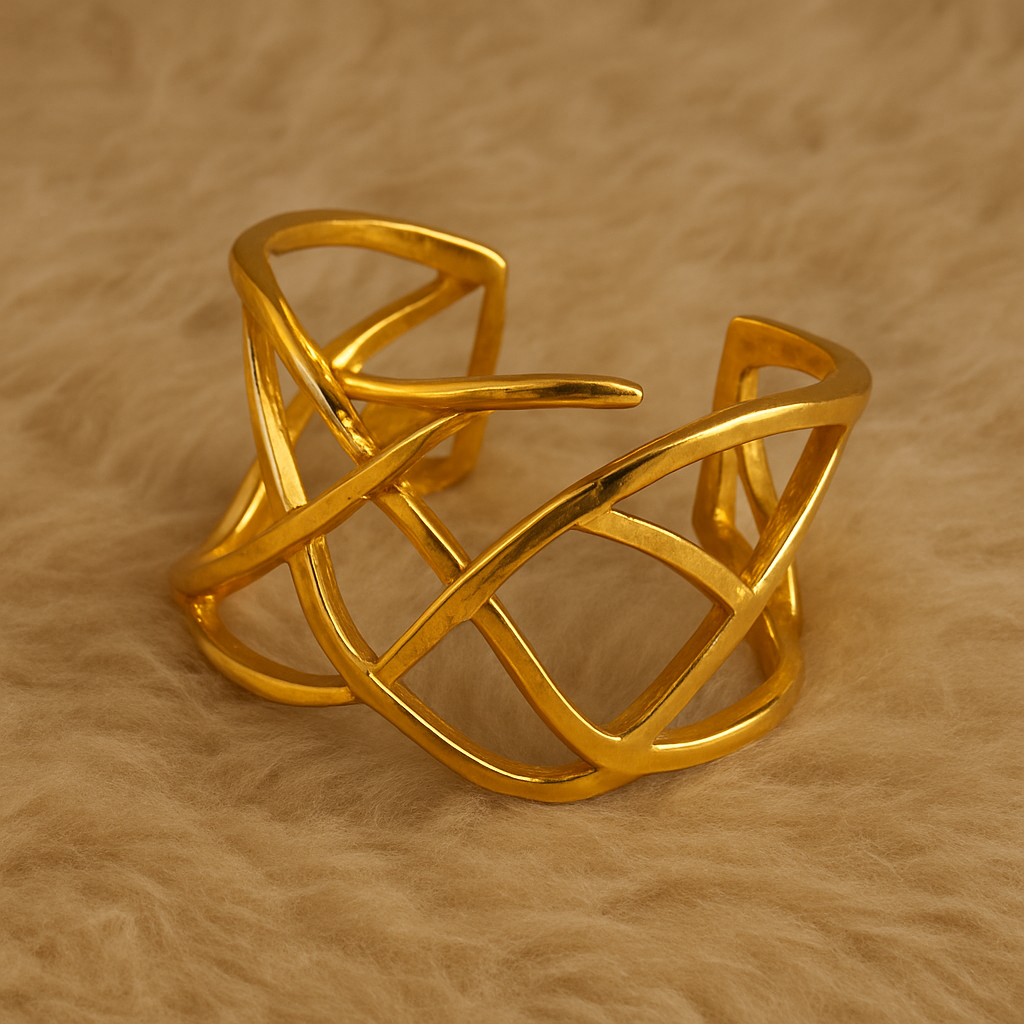 Modern Geometric Gold Cuff Bracelet