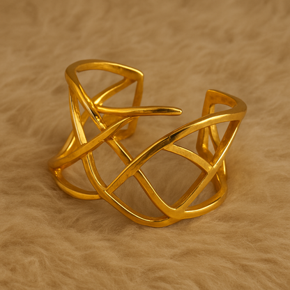 Modern Geometric Gold Cuff Bracelet