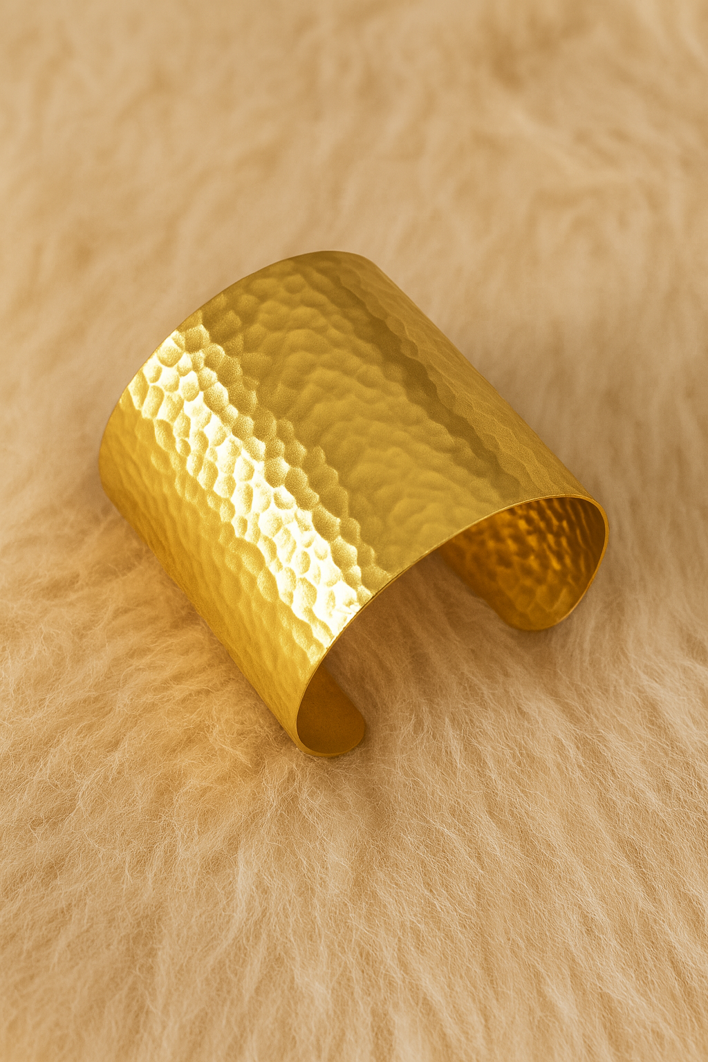 Minimalist Hammered Gold Cuff Bracelet