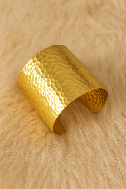 Minimalist Hammered Gold Cuff Bracelet