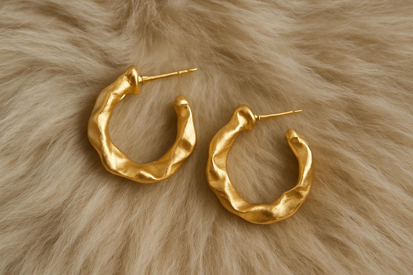 Gold-Tone Organic Textured Hoop Earrings