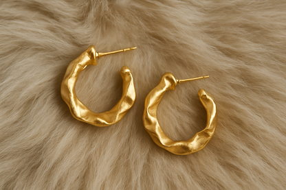 Gold-Tone Organic Textured Hoop Earrings