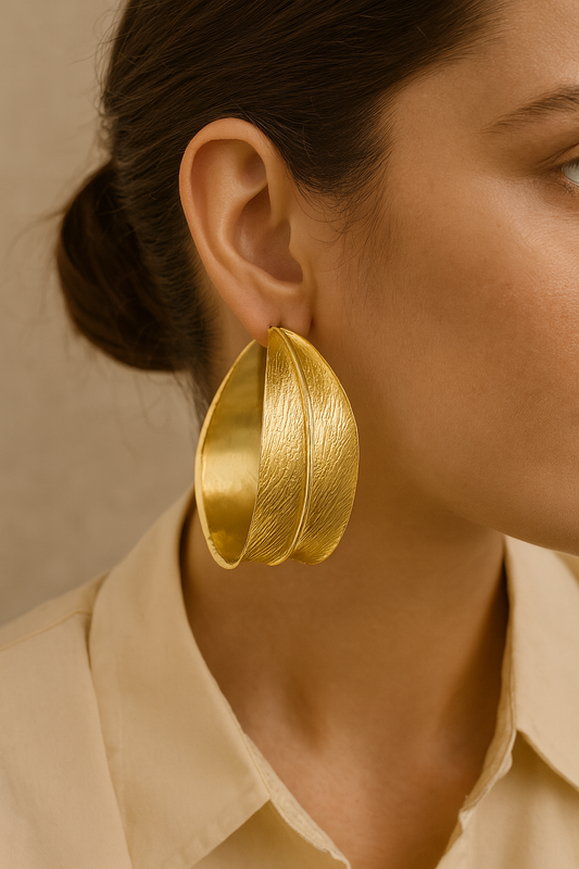 Textured Gold-Tone Oversized Hoop Earrings
