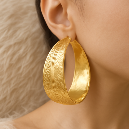 Textured Gold-Tone Oversized Hoop Earrings