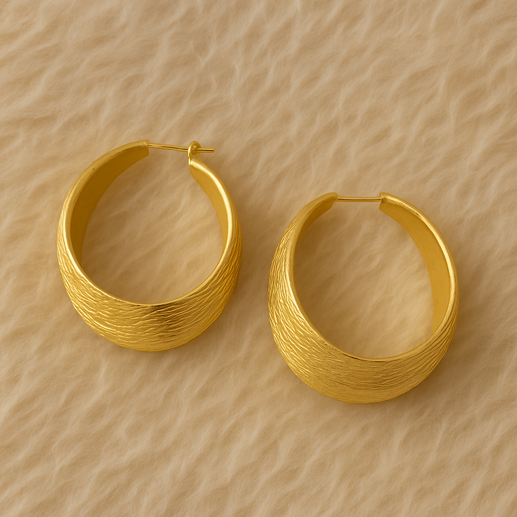 Textured Gold-Tone Oversized Hoop Earrings