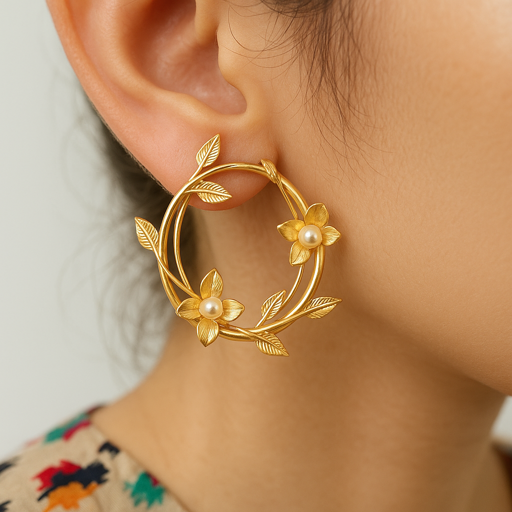 Floral Hoop Earrings
