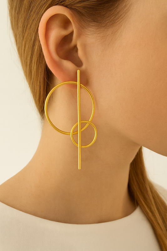 Geometric Gold-Toned Statement Earrings