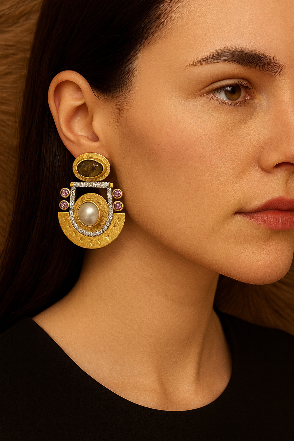 Tribal–luxury fusion aesthetic Earing - Gold