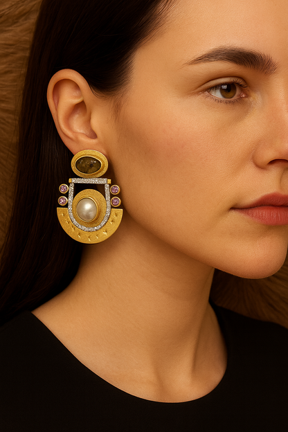 Tribal–luxury fusion aesthetic Earing - Gold