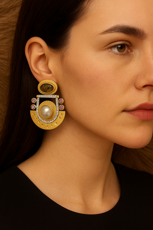 Tribal–luxury fusion aesthetic Earing - Gold