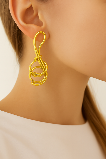 Contemporary Gold-Tone Abstract Knot Earrings