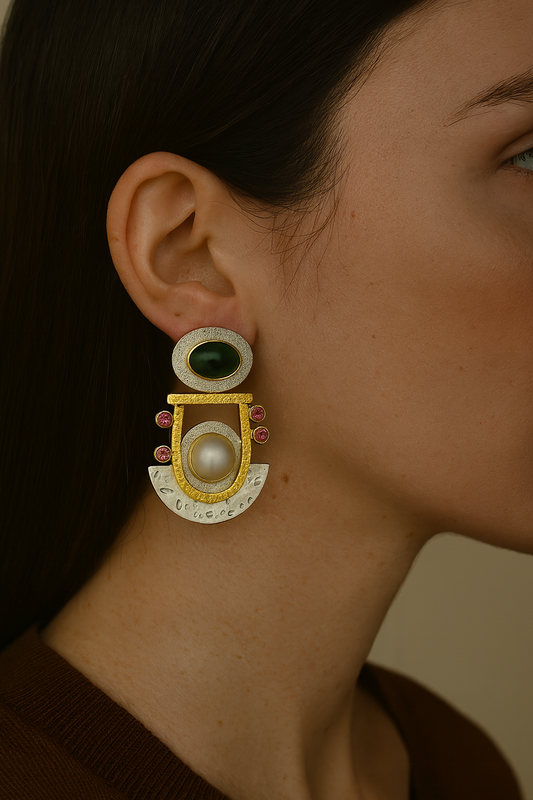 Tribal–luxury fusion aesthetic Earing - Silver