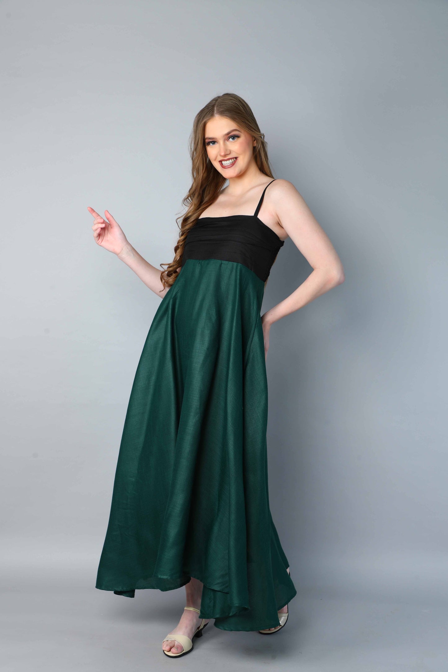 Twirl & Toast Dress ColorBlock -Black and Green