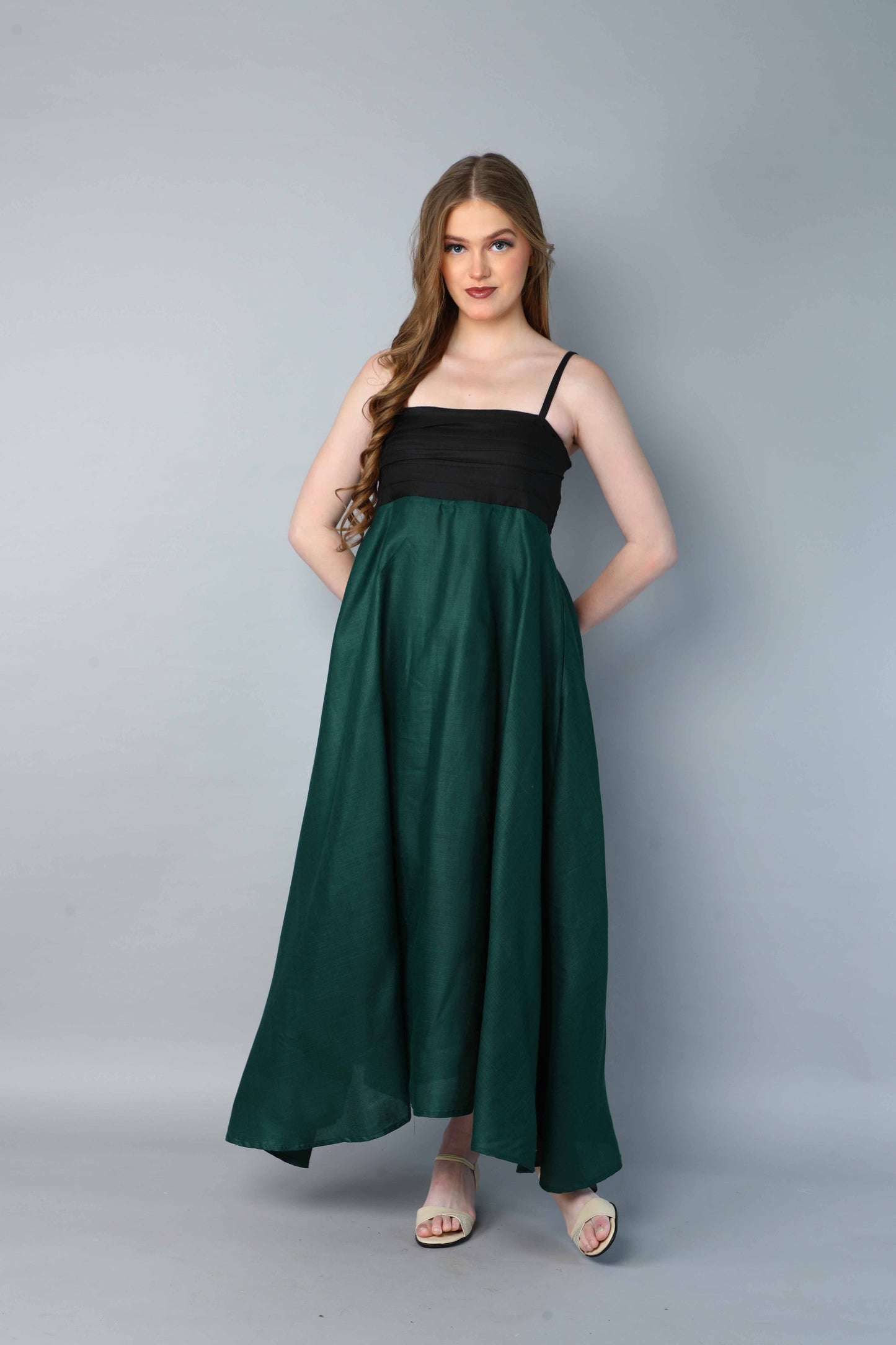 Twirl & Toast Dress ColorBlock -Black and Green