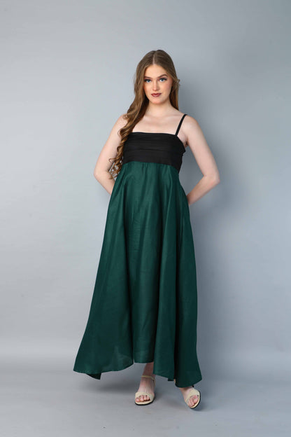 Twirl & Toast Dress ColorBlock -Black and Green