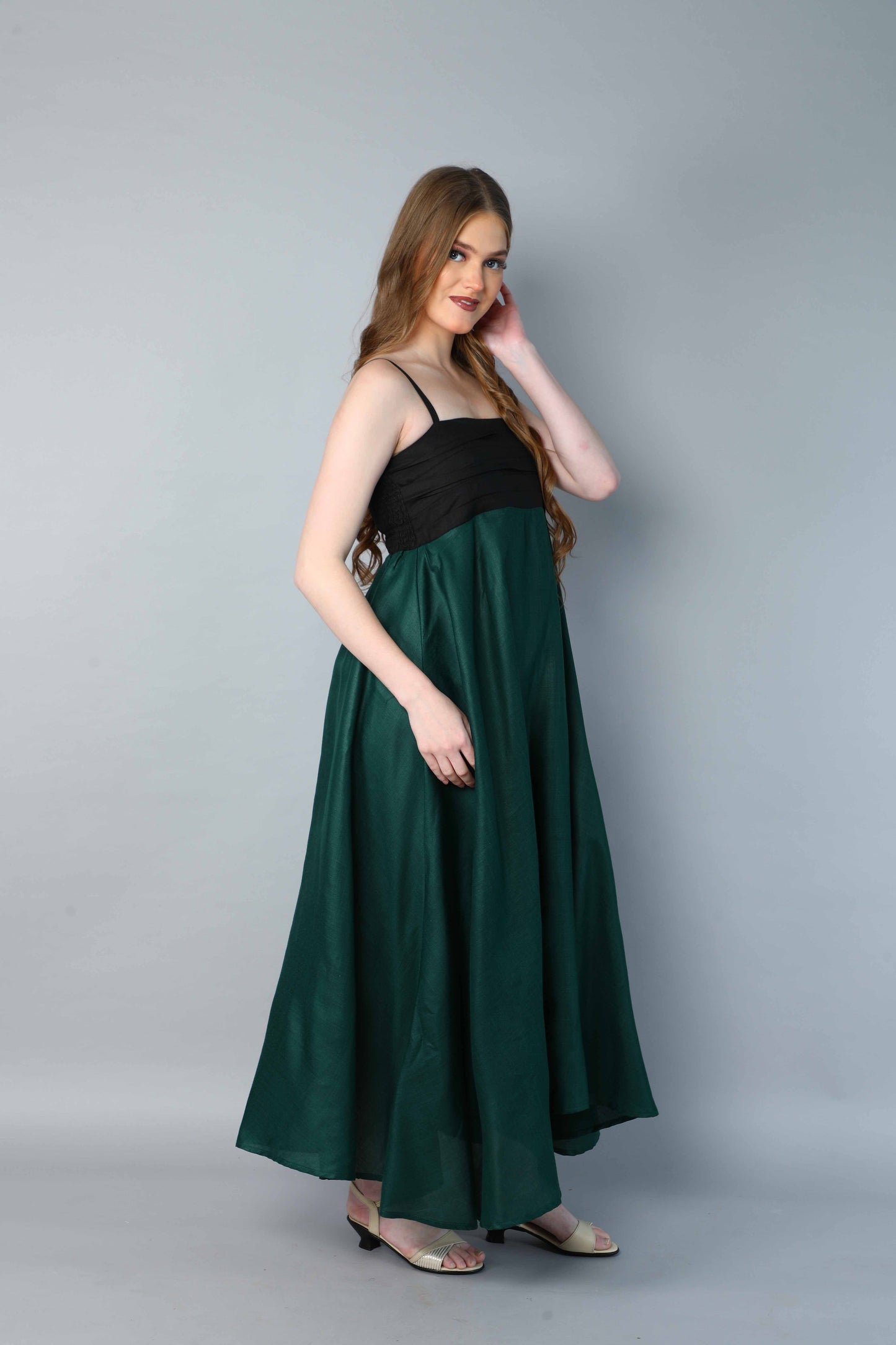 Twirl & Toast Dress ColorBlock -Black and Green