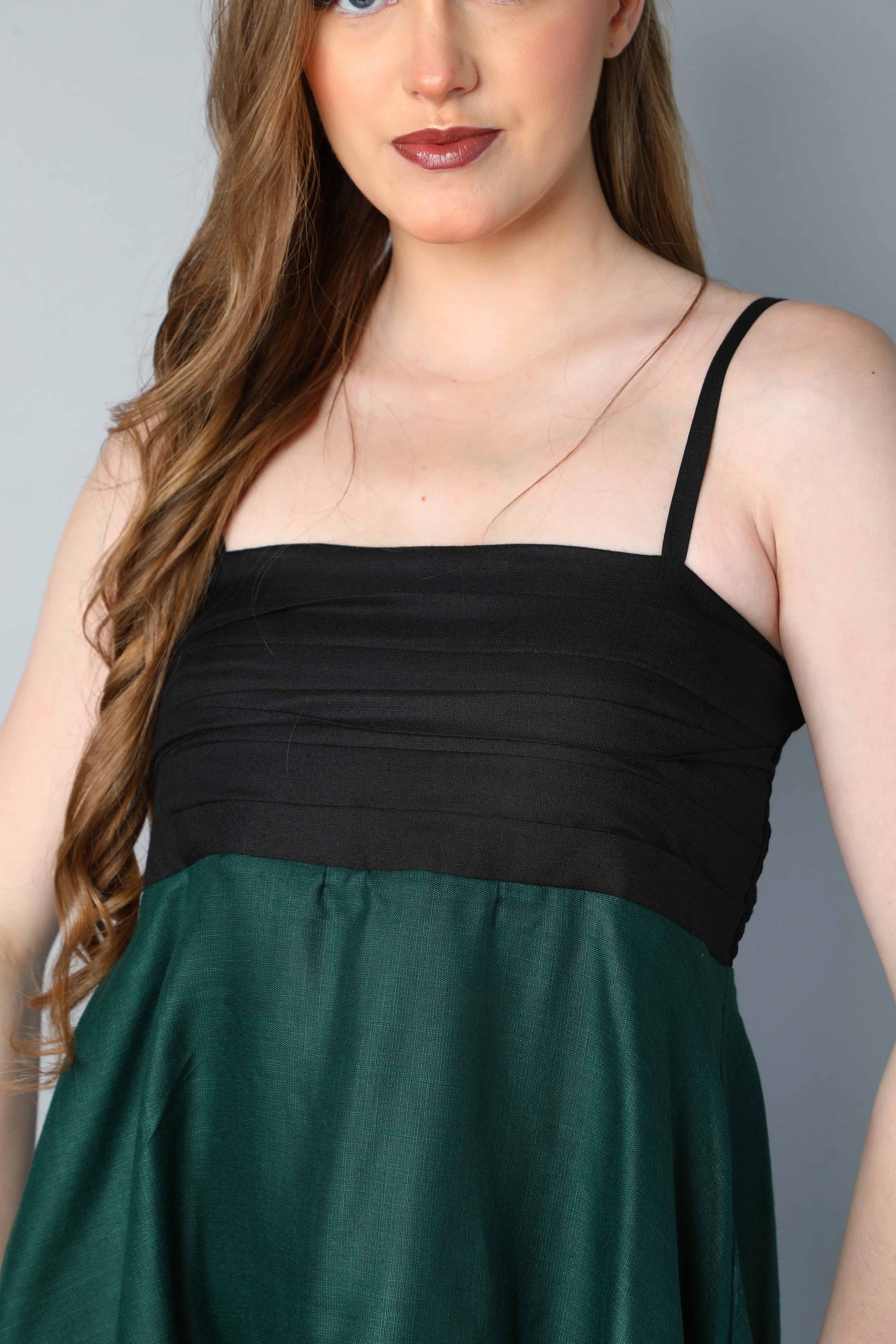 Twirl & Toast Dress ColorBlock -Black and Green