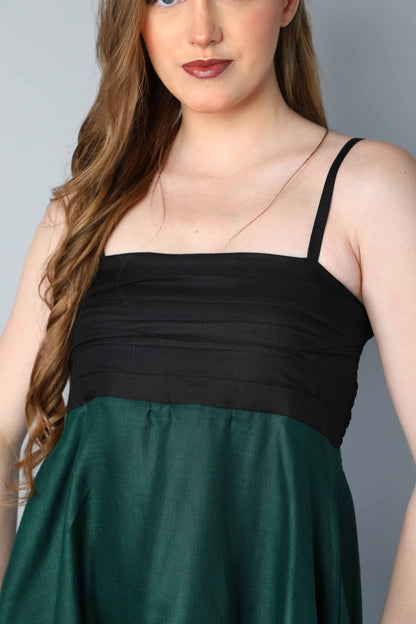 Twirl & Toast Dress ColorBlock -Black and Green