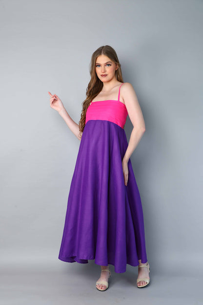 Twirl & Toast Dress ColorBlock -Pink and Purple